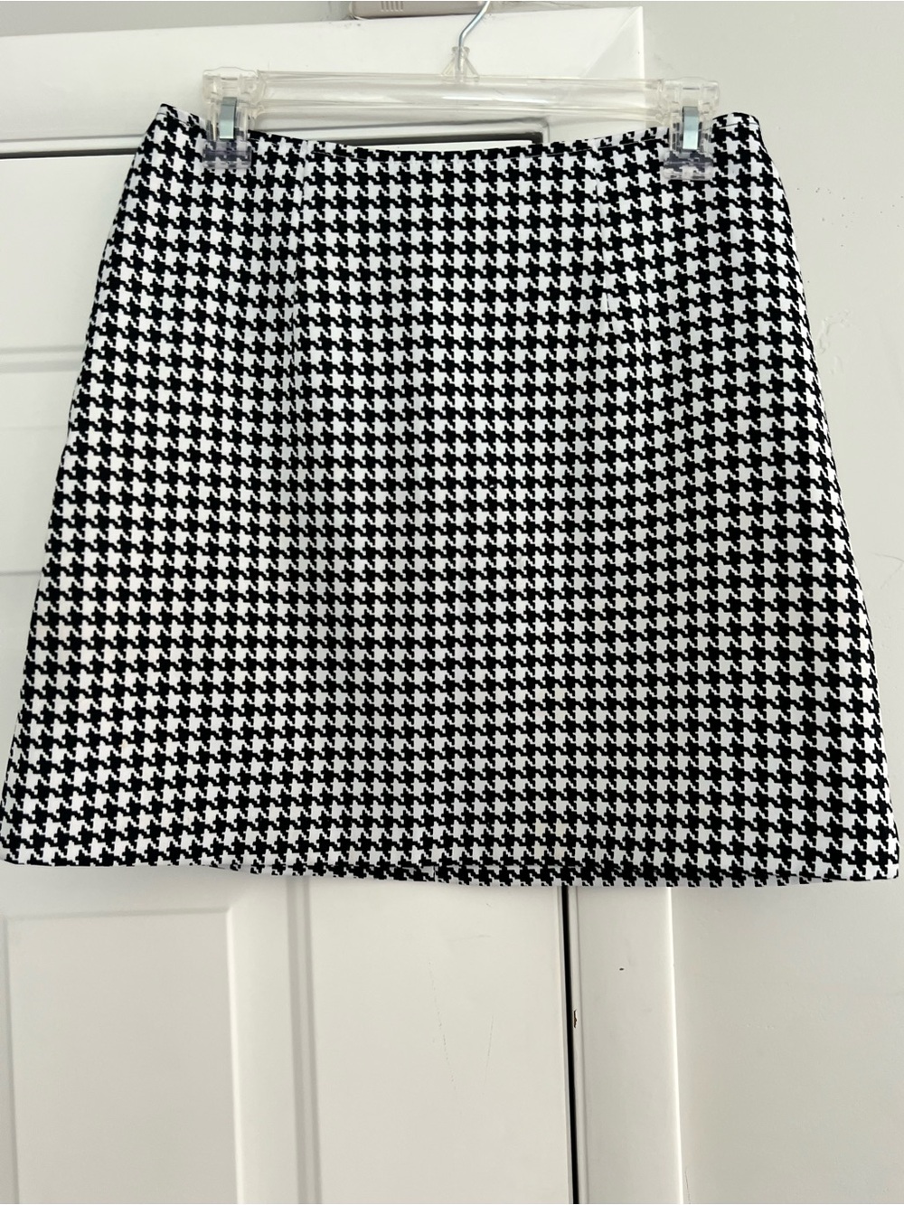 Wrapper Black and White Houndstooth Mini Skirt